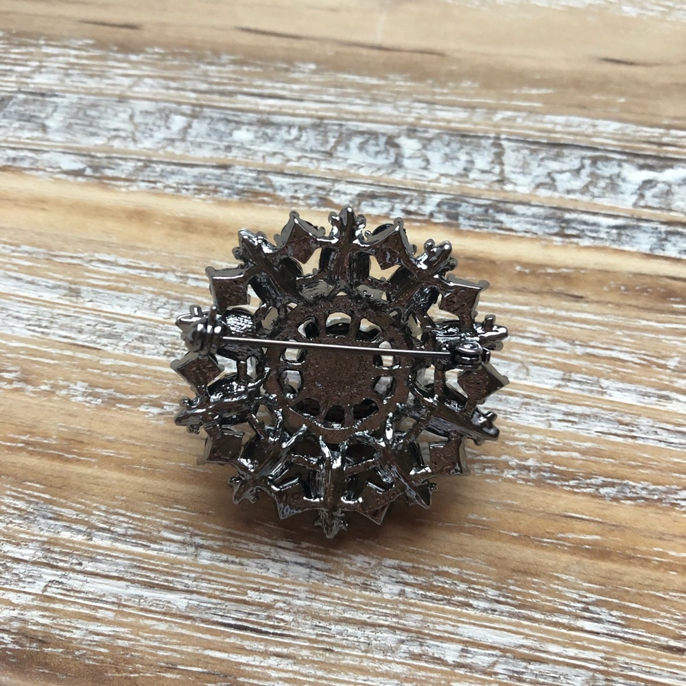 Black & Pink Rhinestone Brooch - Picture 2 of 2